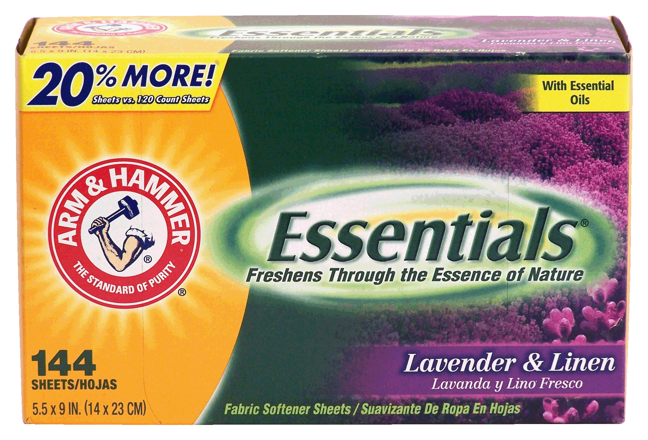 Arm & Hammer Essentials fabric softener sheets, lavender & linen scent Full-Size Picture